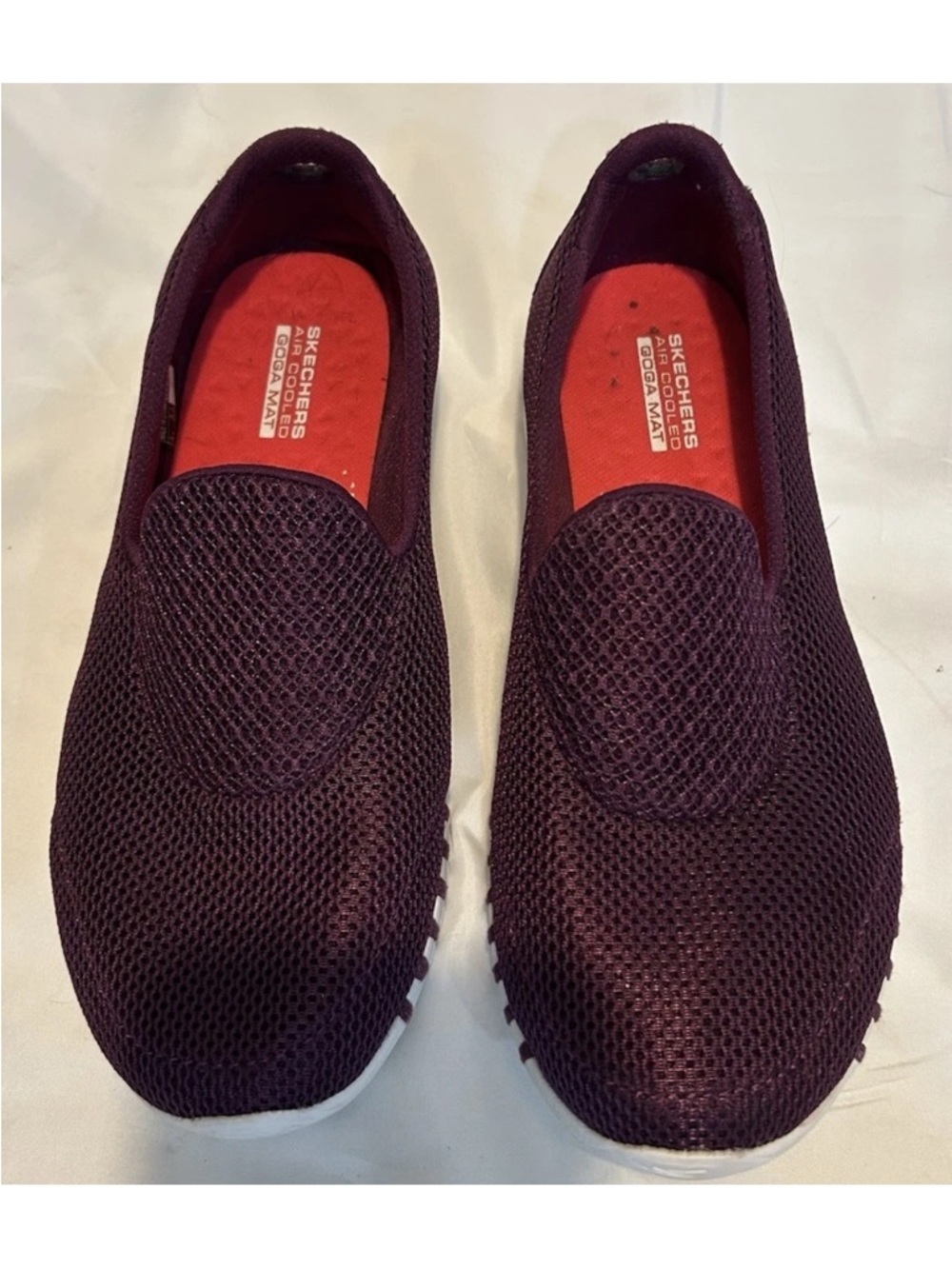 Skechers Slip-On Athletic Shoes in Burgundy with Red Insole